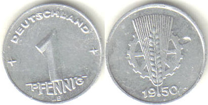 1950 E East Germany 1 Pfennig A000416